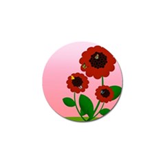 Flowers Butterflies Red Flowers Golf Ball Marker by Sarkoni