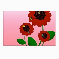 Flowers Butterflies Red Flowers Postcards 5  X 7  (pkg Of 10)