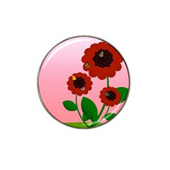 Flowers Butterflies Red Flowers Hat Clip Ball Marker (4 Pack) by Sarkoni