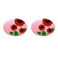 Flowers Butterflies Red Flowers Cufflinks (oval) by Sarkoni