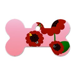 Flowers Butterflies Red Flowers Dog Tag Bone (one Side) by Sarkoni