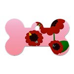 Flowers Butterflies Red Flowers Dog Tag Bone (Two Sides) Front