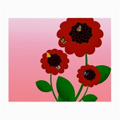 Flowers Butterflies Red Flowers Small Glasses Cloth (2 Sides) by Sarkoni