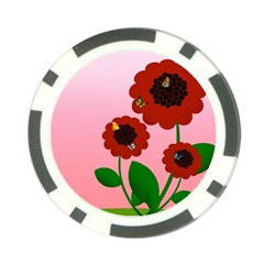 Flowers Butterflies Red Flowers Poker Chip Card Guard by Sarkoni