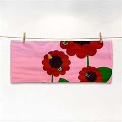 Flowers Butterflies Red Flowers Hand Towel by Sarkoni