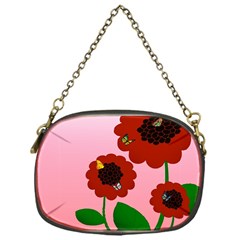 Flowers Butterflies Red Flowers Chain Purse (one Side) by Sarkoni