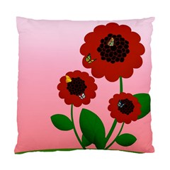 Flowers Butterflies Red Flowers Standard Cushion Case (two Sides) by Sarkoni