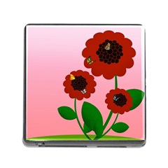 Flowers Butterflies Red Flowers Memory Card Reader (square 5 Slot) by Sarkoni