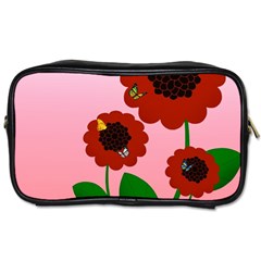 Flowers Butterflies Red Flowers Toiletries Bag (two Sides) by Sarkoni