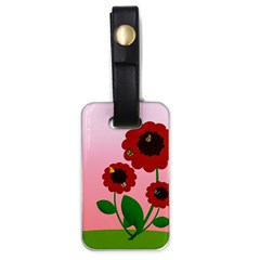 Flowers Butterflies Red Flowers Luggage Tag (one Side) by Sarkoni