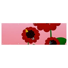 Flowers Butterflies Red Flowers Banner And Sign 12  X 4  by Sarkoni