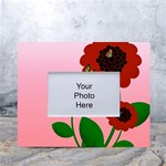 Flowers Butterflies Red Flowers White Tabletop Photo Frame 4 x6  Front