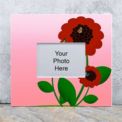 Flowers Butterflies Red Flowers White Wall Photo Frame 5  X 7  by Sarkoni