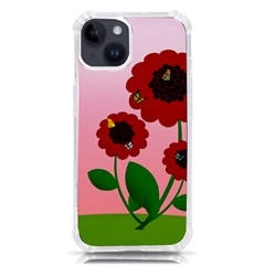 Flowers Butterflies Red Flowers Iphone 14 Tpu Uv Print Case by Sarkoni