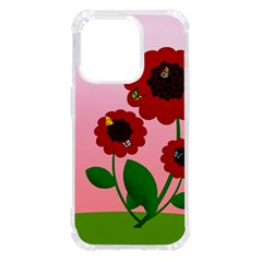 Flowers Butterflies Red Flowers Iphone 14 Pro Tpu Uv Print Case by Sarkoni