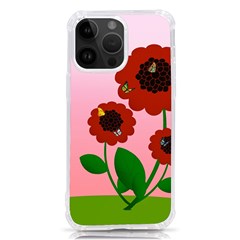 Flowers Butterflies Red Flowers Iphone 14 Pro Max Tpu Uv Print Case by Sarkoni