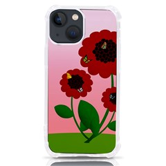 Flowers Butterflies Red Flowers Iphone 13 Mini Tpu Uv Print Case by Sarkoni