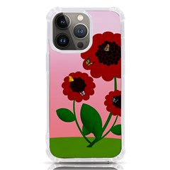 Flowers Butterflies Red Flowers Iphone 13 Pro Tpu Uv Print Case by Sarkoni