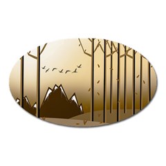 Landscape Trees Wallpaper Mountains Oval Magnet by Sarkoni