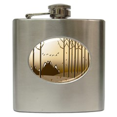 Landscape Trees Wallpaper Mountains Hip Flask (6 Oz) by Sarkoni