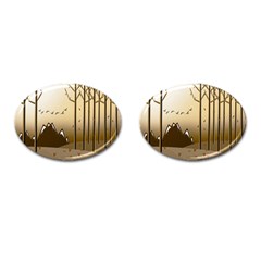 Landscape Trees Wallpaper Mountains Cufflinks (oval) by Sarkoni