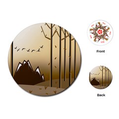 Landscape Trees Wallpaper Mountains Playing Cards Single Design (round)