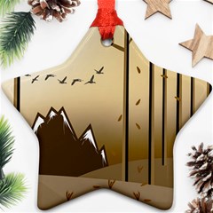 Landscape Trees Wallpaper Mountains Star Ornament (two Sides) by Sarkoni