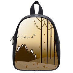 Landscape Trees Wallpaper Mountains School Bag (small) by Sarkoni