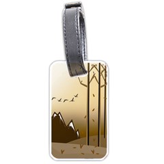 Landscape Trees Wallpaper Mountains Luggage Tag (one Side) by Sarkoni