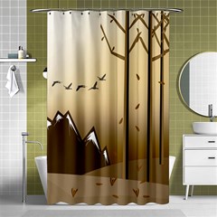 Landscape Trees Wallpaper Mountains Shower Curtain 48  X 72  (small)  by Sarkoni