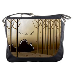 Landscape Trees Wallpaper Mountains Messenger Bag by Sarkoni