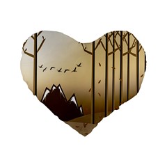 Landscape Trees Wallpaper Mountains Standard 16  Premium Heart Shape Cushions by Sarkoni