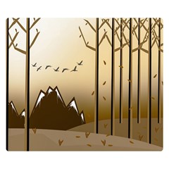 Landscape Trees Wallpaper Mountains Two Sides Premium Plush Fleece Blanket (small) by Sarkoni