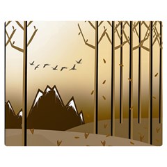 Landscape Trees Wallpaper Mountains Two Sides Premium Plush Fleece Blanket (medium) by Sarkoni