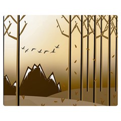 Landscape Trees Wallpaper Mountains Premium Plush Fleece Blanket (medium) by Sarkoni