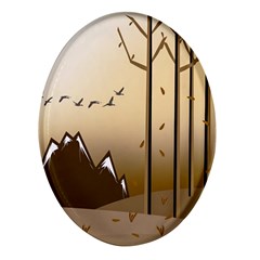 Landscape Trees Wallpaper Mountains Oval Glass Fridge Magnet (4 Pack) by Sarkoni