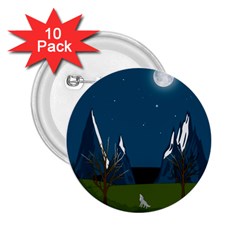 Vector Graphic Mountains Snow Wolf 2 25  Buttons (10 Pack)  by Sarkoni