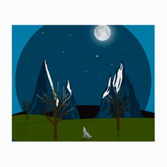 Vector Graphic Mountains Snow Wolf Small Glasses Cloth (2 Sides) by Sarkoni