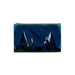 Vector Graphic Mountains Snow Wolf Cosmetic Bag (small) by Sarkoni