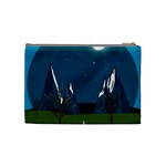 Vector Graphic Mountains Snow Wolf Cosmetic Bag (Medium) Back