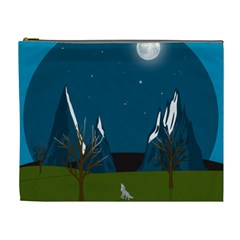 Vector Graphic Mountains Snow Wolf Cosmetic Bag (xl) by Sarkoni