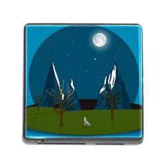 Vector Graphic Mountains Snow Wolf Memory Card Reader (square 5 Slot) by Sarkoni