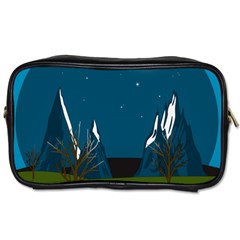 Vector Graphic Mountains Snow Wolf Toiletries Bag (two Sides) by Sarkoni