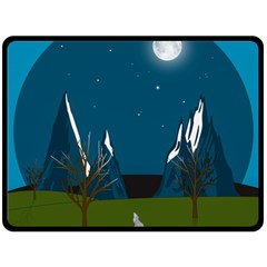 Vector Graphic Mountains Snow Wolf Fleece Blanket (large) by Sarkoni