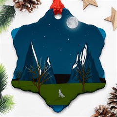 Vector Graphic Mountains Snow Wolf Ornament (snowflake) by Sarkoni