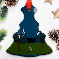 Vector Graphic Mountains Snow Wolf Christmas Tree Ornament (two Sides)