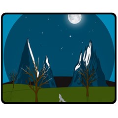 Vector Graphic Mountains Snow Wolf Two Sides Fleece Blanket (medium) by Sarkoni