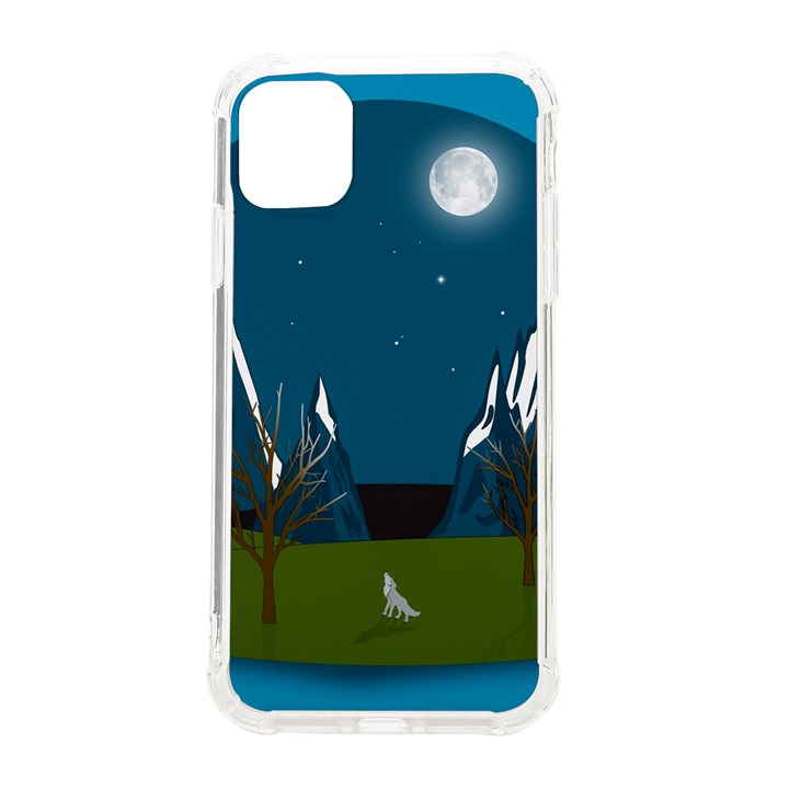 Vector Graphic Mountains Snow Wolf iPhone 11 TPU UV Print Case