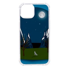 Vector Graphic Mountains Snow Wolf Iphone 14 Tpu Uv Print Case by Sarkoni