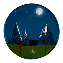 Vector Graphic Mountains Snow Wolf Round Glass Fridge Magnet (4 Pack) by Sarkoni